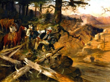 vaquero de indiana Painting - La emboscada 1896 Charles Marion Russell Vaquero de Indiana